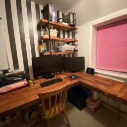 Corner Solid Wood Rustic Hairpin Desk Made From Reclaimed Pine - thumbnail 2
