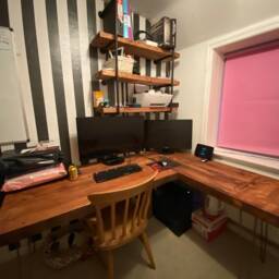 Corner Solid Wood Rustic Hairpin Desk Made From Reclaimed Pine - thumbnail 3