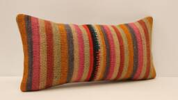 Home Decor Pillow, Bohemian Kilim Cushion, 10x20 Anatolian Coastal Tribal Nomadic Pillow Cover, 4Yef-419 - thumbnail 1