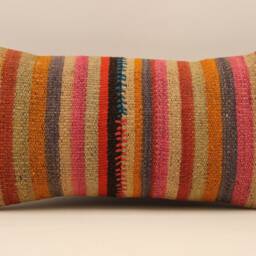 Home Decor Pillow, Bohemian Kilim Cushion, 10x20 Anatolian Coastal Tribal Nomadic Pillow Cover, 4Yef-419 - thumbnail 2