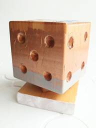 Wooden Pencil Holder, Copper, White, Grey, Dice Shaped, Hand Painted, Home Office Storage, Accessories, Desk Organizer, Original Decor