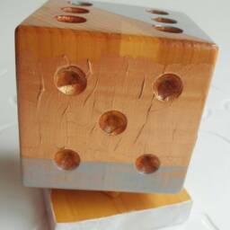 Wooden Pencil Holder, Copper, White, Grey, Dice Shaped, Hand Painted, Home Office Storage, Accessories, Desk Organizer, Original Decor - thumbnail 3