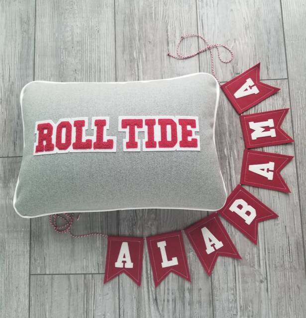 Alabama Roll Tide Letterman Pillow, Tide, University Of Alabama, Crimson - image 1