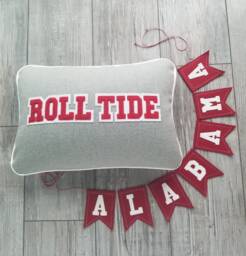 Alabama Roll Tide Letterman Pillow, Tide, University Of Alabama, Crimson - thumbnail 1