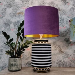 Purple Lampshade in Velvet With Gold Lining, Large Plain Ceiling Lightshade - thumbnail 3