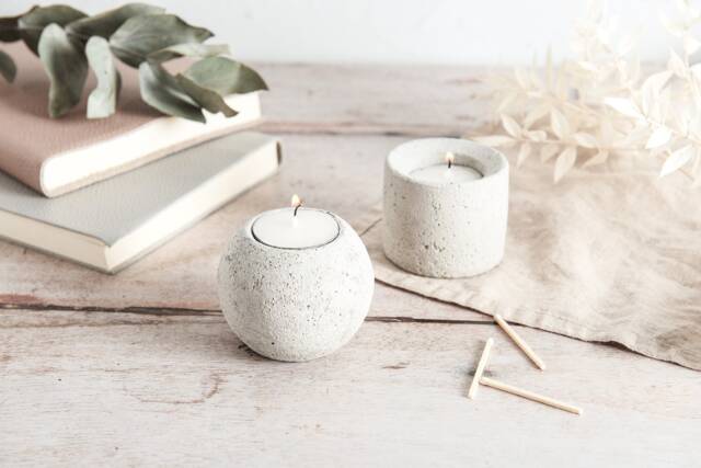 Textured Concrete Tea Light Holders - Unique & Stylish Home Decor - image 1