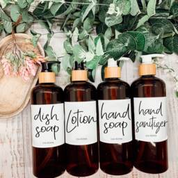 Amber Soap Bottle Sets - Hand Soap, Dish & Sanitizer, Plus Many More Label Options, 16Oz Plastic With Pump, Reusable - thumbnail 3