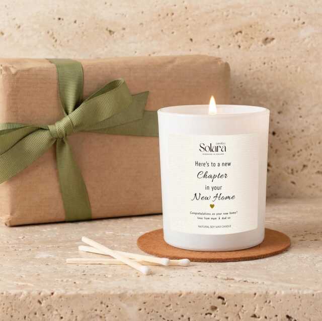 New Home Candle, Chapter Housewarming Gift, Soy Wax Keepsake - image 1