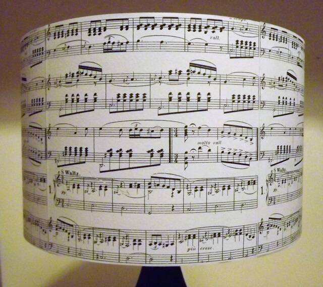 Musical Score 2 Lampshade Decoupage Black & White Fatta Da Mamma Free Gift - image 1