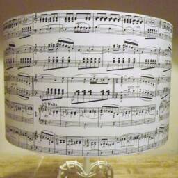 Musical Score 2 Lampshade Decoupage Black & White Fatta Da Mamma Free Gift - thumbnail 3