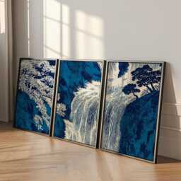 Waterfall Posters Set Of 3, Japanese Nature Art Prints Wall Decor - thumbnail 3