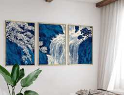 Waterfall Posters Set Of 3, Japanese Nature Art Prints Wall Decor - thumbnail 1