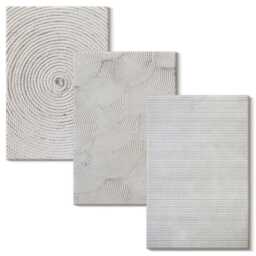 3 Piece Canvas Set - Geometric Cardboard Modern Patterns, Beige Wall Art, Natural Textures Hanging - thumbnail 2