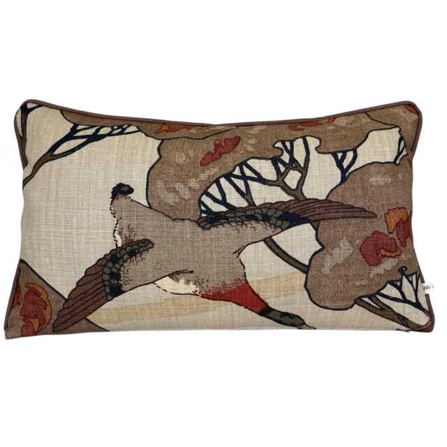 Luxury Designer Mulberry Flying Ducks Stone Brown Lumbar Cushion Pillow Cover Rectangular - image 1