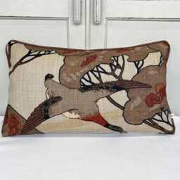 Luxury Designer Mulberry Flying Ducks Stone Brown Lumbar Cushion Pillow Cover Rectangular - thumbnail 2