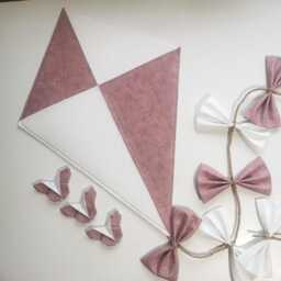 Large Kite Wall Hanging, Blush Pink & Cream Nursery Decor, Oversized Decoration For Baby Girl - thumbnail 4