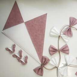 Large Kite Wall Hanging, Blush Pink & Cream Nursery Decor, Oversized Decoration For Baby Girl - thumbnail 2