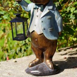 Large Pig With Lantern Ornament - Home Garden Statue Decoration Tealight Holder - thumbnail 3