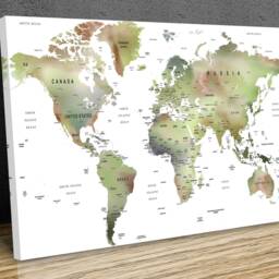 World Map High Resolution Detailed Wall Art , Hangins , Home Decor, Mounted Canvas Print Ready To Hang - thumbnail 2