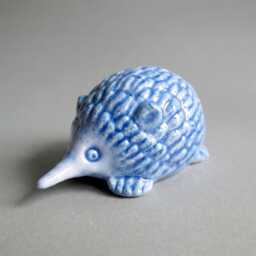 Blue Ceramic Hedgehog Figurine Small Miniature Collectible Pottery Home Decor Gift Porcupine Echidna - thumbnail 1