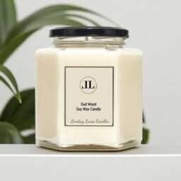 Woody Oud Designer Masculine Scented Candles, Soy Wax Vegan Candle - thumbnail 2