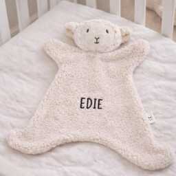 Personalised Sheep Comforter - Embroidered Baby Name, Soft Cuddle Toy - thumbnail 2