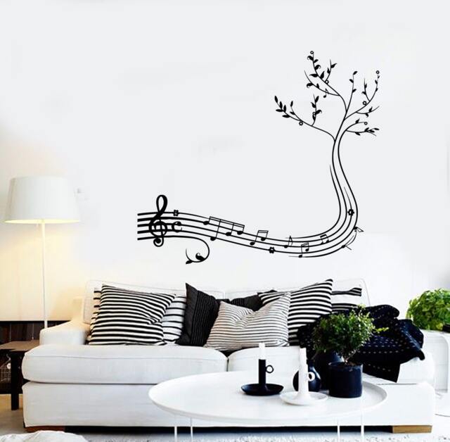 Wall Vinyl Music Notes Tree Cool Guaranteed Quality Decal Mural Art 1544Dz - image 1