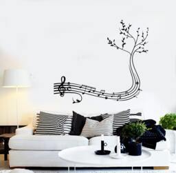 Wall Vinyl Music Notes Tree Cool Guaranteed Quality Decal Mural Art 1544Dz - thumbnail 1