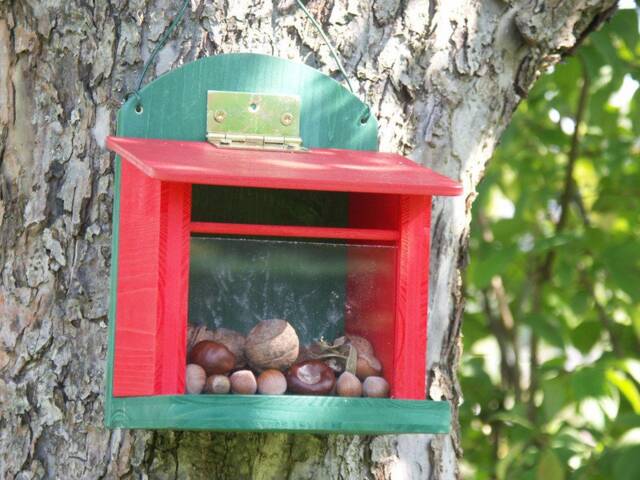 Squirrel Feeding Box Bird Feeder Red/Green - image 1
