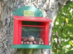 Squirrel Feeding Box Bird Feeder Red/Green - thumbnail 1