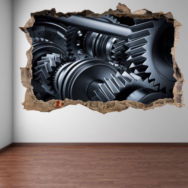 Gears Car Engine Gearbox Wall Decal Sticker Mural Poster Print Art Garage Decor Ge13 - image 1