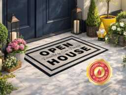 Open House Hosted By Doormat - Personalised Real Estate Mat Agent Branding Gift