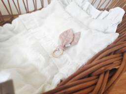 White Linen Baby Bedding Set, Natural Organic Crib Bedding, Hypoallergenic Cot Neutral Nursery Toddler Bed Set - thumbnail 1