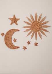Wicker Sun, Moon & Stars Wall Decor Boho Nursery Art - thumbnail 1