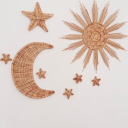 Wicker Sun, Moon & Stars Wall Decor Boho Nursery Art - thumbnail 2