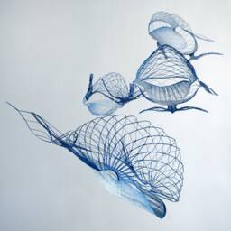 Handcrafted 4-Whale Kinetic Sculpture, Stainless Steel Adult Art Mobile - thumbnail 1
