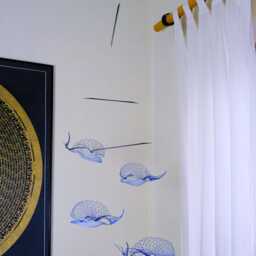Handcrafted 4-Whale Kinetic Sculpture, Stainless Steel Adult Art Mobile - thumbnail 3