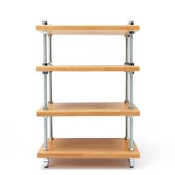 Oak Audio Rack, Four Tier Hifi Media Cabinet, Industrial Design - thumbnail 2
