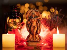 Carved Ash Wood Kali Statue Hindu Goddess Of Renewal, 9 Inches Tall - thumbnail 1