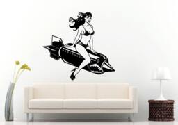 Beautiful Girl On Rocket Bomb Wall Decal Vinyl Sticker Mural Room Decor L805 - thumbnail 1