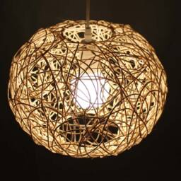 Sphere Rattan Pendant Light - Rustic Globe Chandelier - thumbnail 3