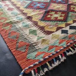 Kilim Rug Classic, Handmade Artisan Afghan Turkish Aztec Geometric Wool 187x125 cm - thumbnail 2