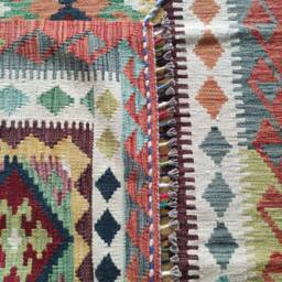Kilim Rug Classic, Handmade Artisan Afghan Turkish Aztec Geometric Wool 187x125 cm - thumbnail 3