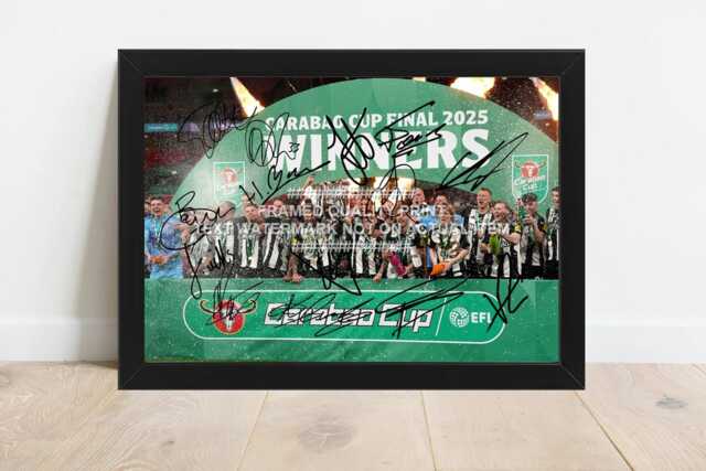 2025 Signed League Cup Newcastle United Autograph Print Photo Wembley Framed Option - image 1