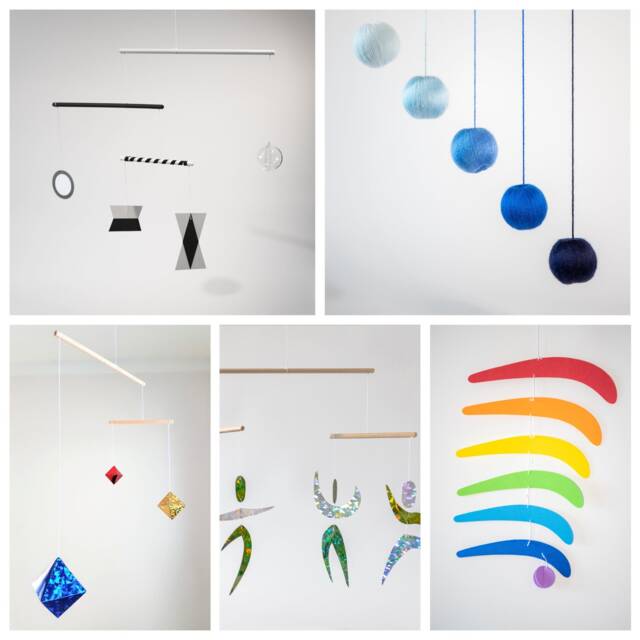 Montessori Mobile Set Of 5 - Munari, Gobbi, Octahedron, Dancers & Rainbow For Newborn Visual Development Nursery Decor - image 1