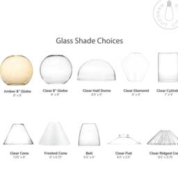 Glass Shade Only - Add On Clear Or Frosted Lamp Shades Cone, Bell, School House, Dome, Cylinder, Globe, Fits Threaded Socket - thumbnail 2