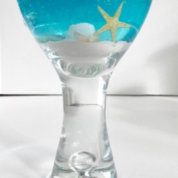 Jasmine, White Tea & Ginger Scented High Density Seascape Gel Candle in Unique Glass Pedestal Cup - thumbnail 3