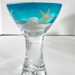 Jasmine, White Tea & Ginger Scented High Density Seascape Gel Candle in Unique Glass Pedestal Cup - thumbnail 2