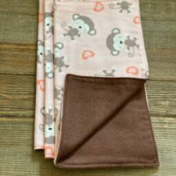 Monkey Lovey Blanket 100% Cotton Flannel Newborn Security Blanket For Baby Shower - thumbnail 3