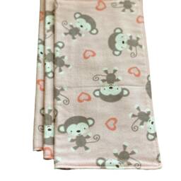 Monkey Lovey Blanket 100% Cotton Flannel Newborn Security Blanket For Baby Shower - thumbnail 2